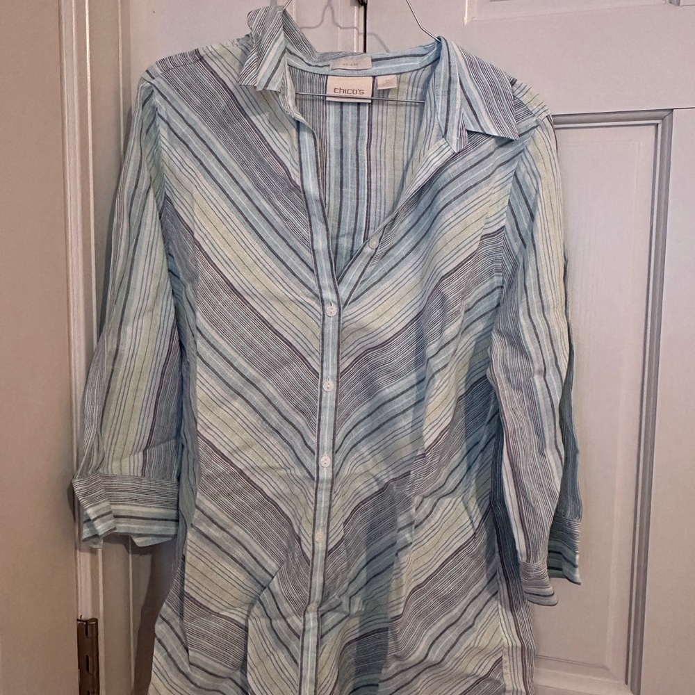 Chico's Multicolor Striped Button Down Shirt